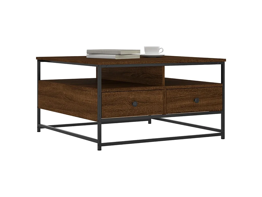 Table basse chêne marron 80x80x45 cm bois d'ingénierie