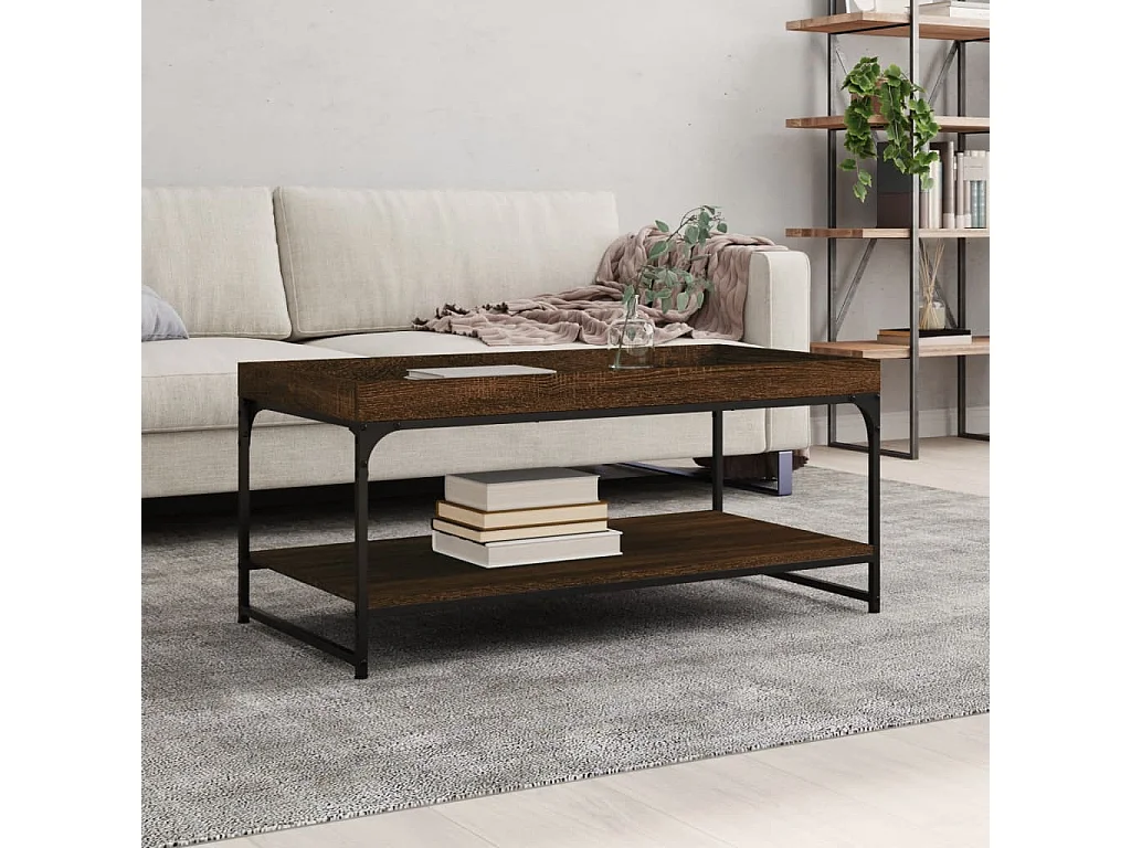 Table basse chêne marron 100x49x45 cm bois d'ingénierie