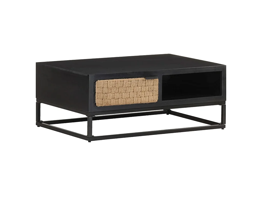 Mesa de centro dourada 90x60x35 cm Madeira maciça de mangueira