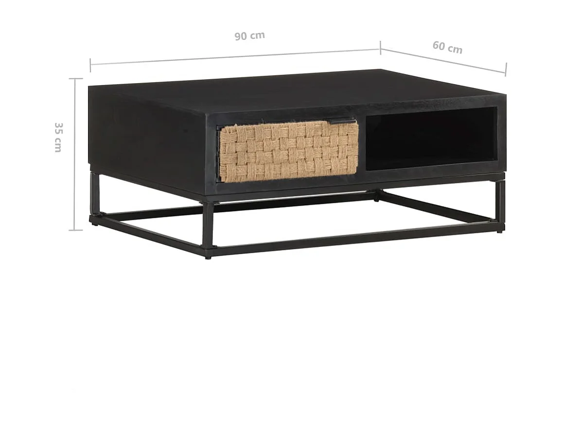 Goud Salontafel 90x60x35 cm Massief mangohout