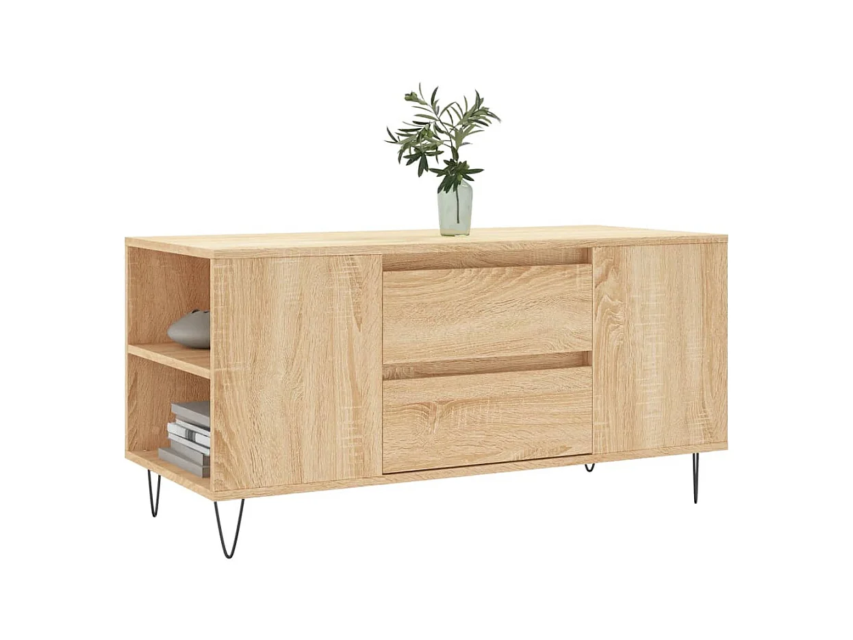 Table basse chêne sonoma 102x44,5x50 cm bois d'ingénierie