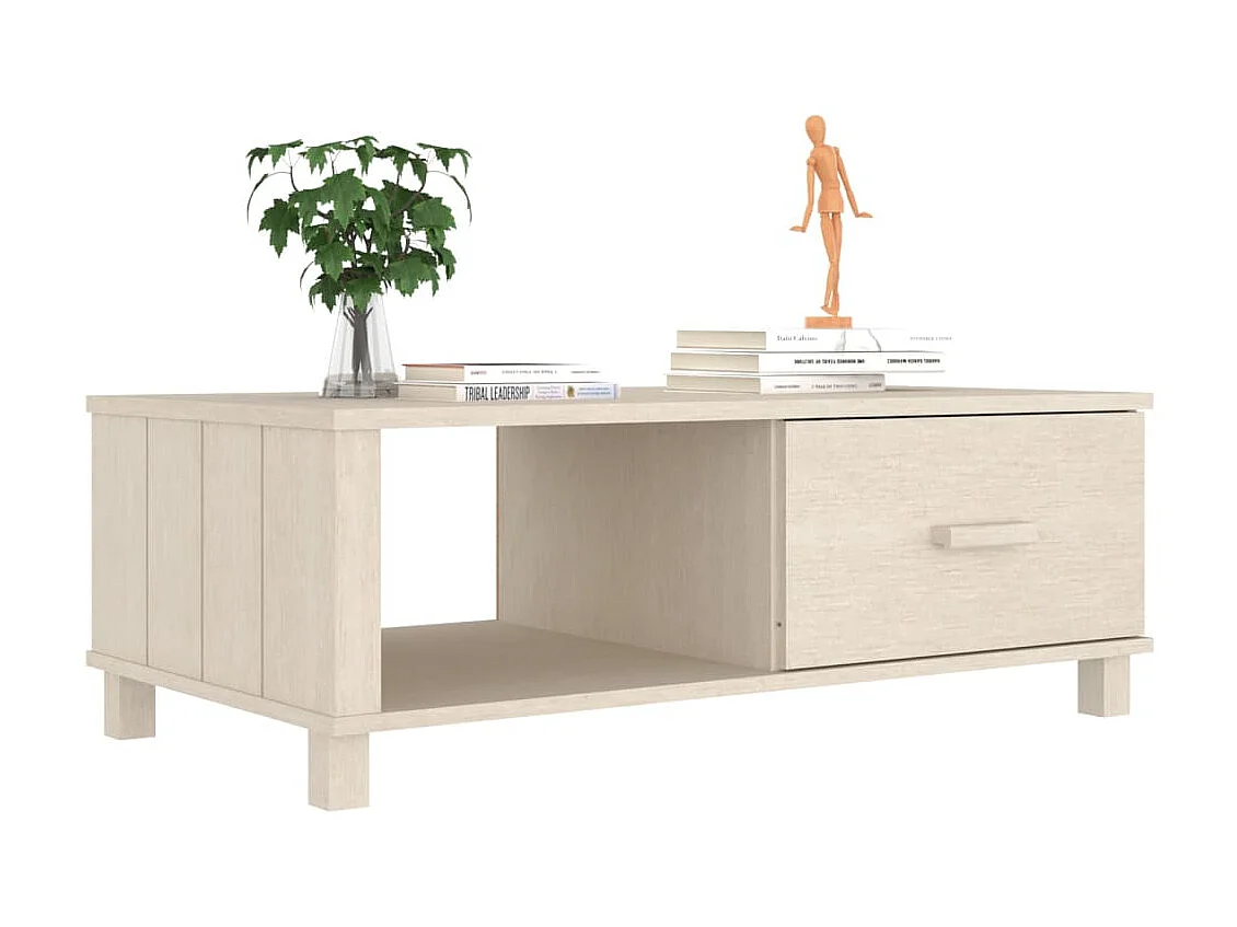 Mesa de centro dorada HAMAR Marrón miel 100x55x35 cm Madera maciza de pino