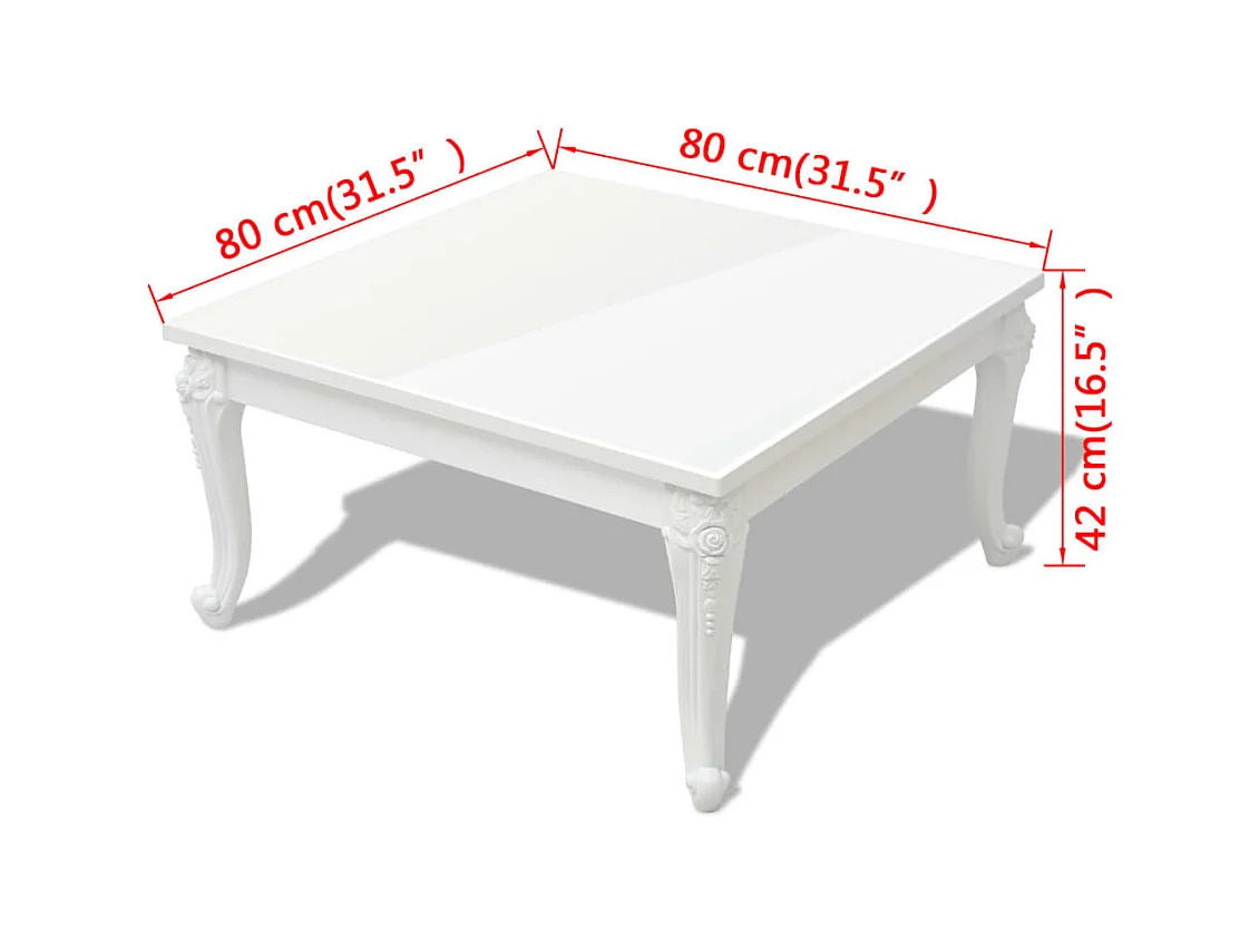 Goudkleurige salontafel 80 x 80 x 42 cm wit gelakt