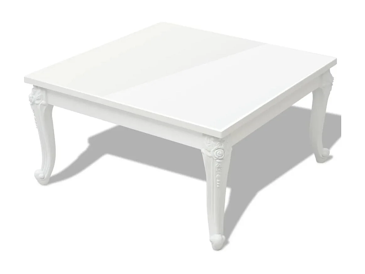 Goldfarbener Couchtisch, 80 x 80 x 42 cm, weiß lackiert