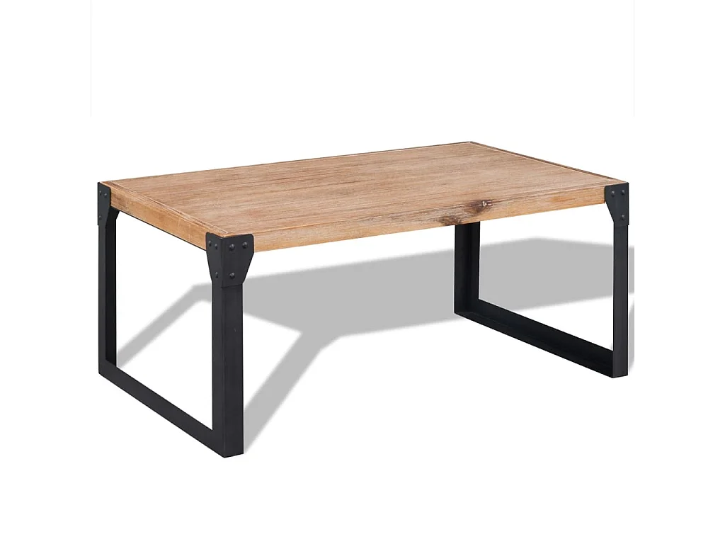 Mesa de centro dourada Madeira maciça de acácia 100 x 60 x 45 cm