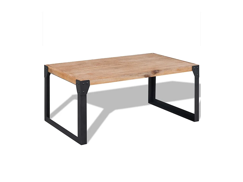 Gold Couchtisch Massives Akazienholz 100 x 60 x 45 cm