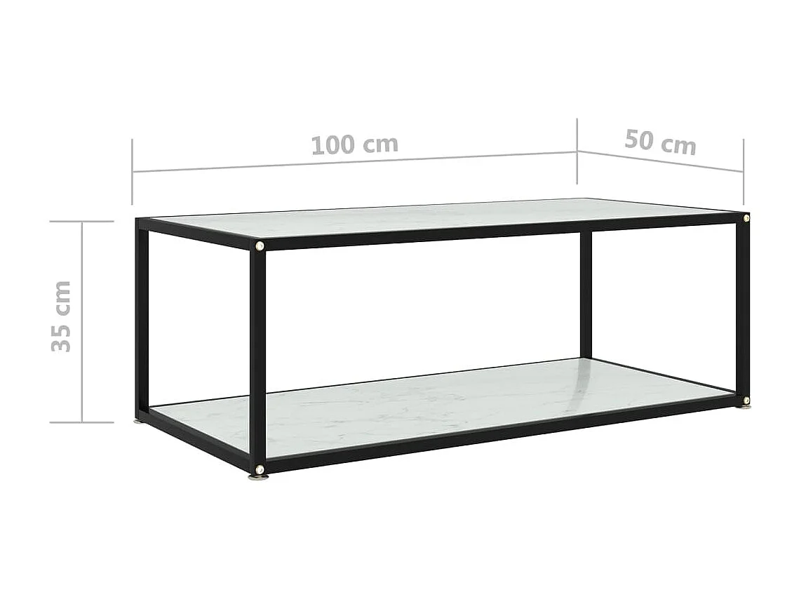 Table basse Blanc 100x50x35 cm Verre trempé