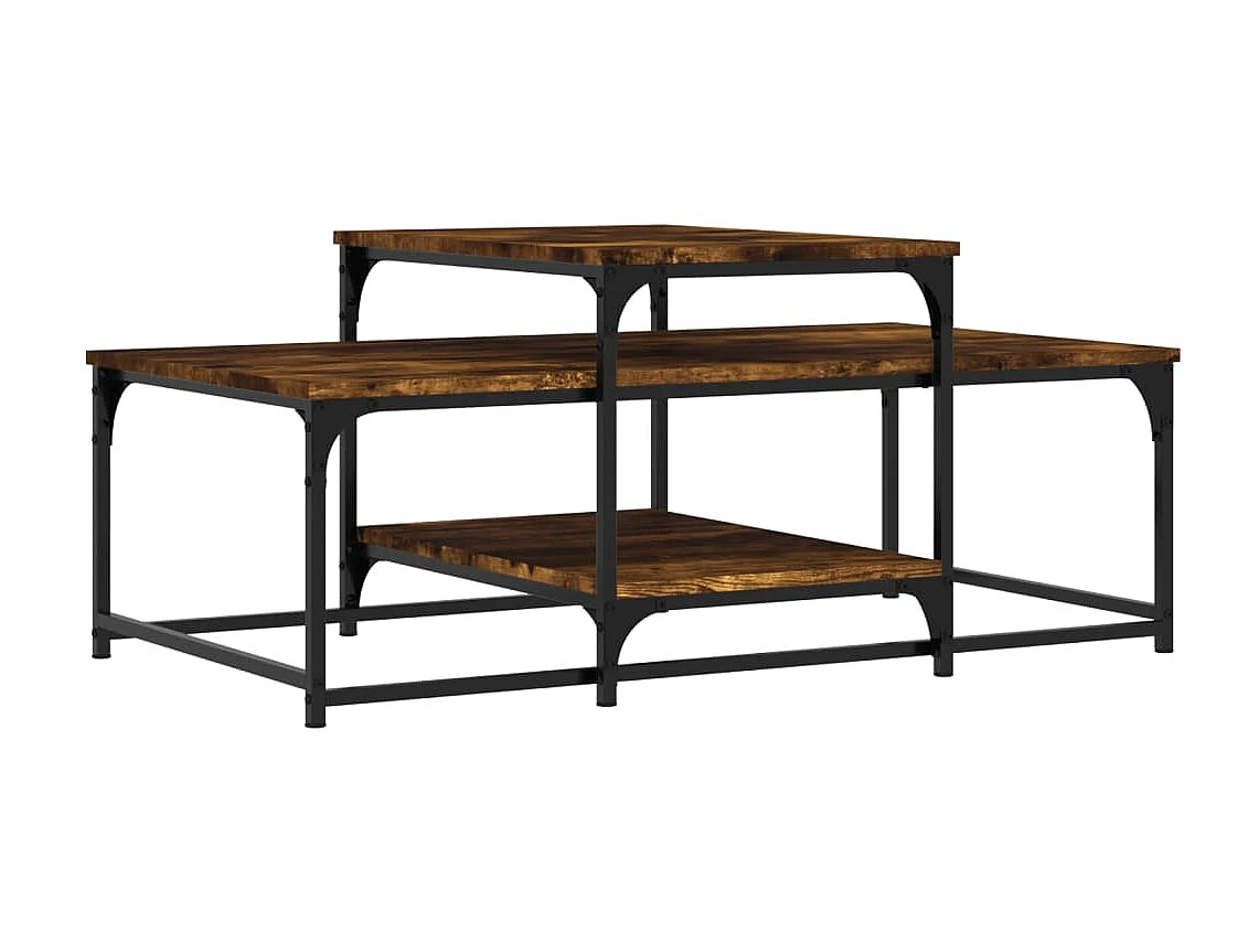 Goldfarbener Couchtisch aus geräucherter Eiche, 102 x 60 x 45 cm, Holzwerkstoff