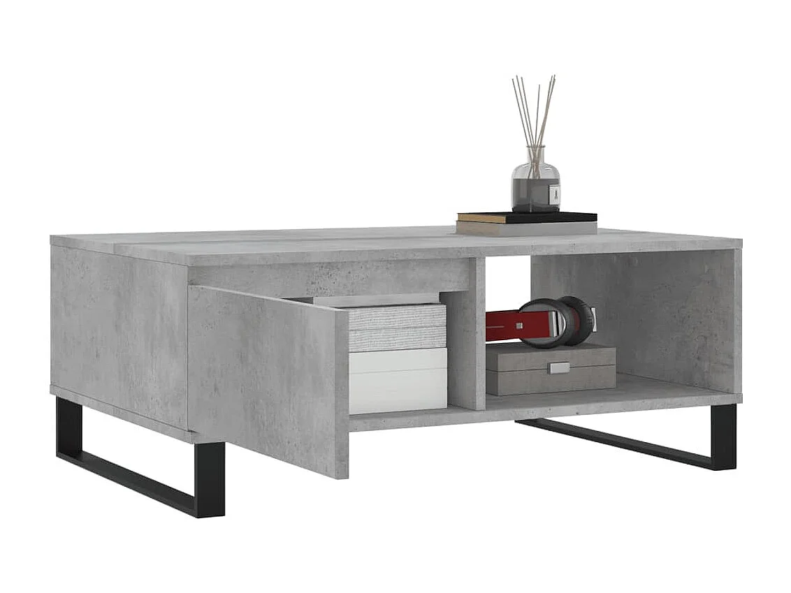 Table basse gris béton 90x60x35 cm bois d'ingénierie