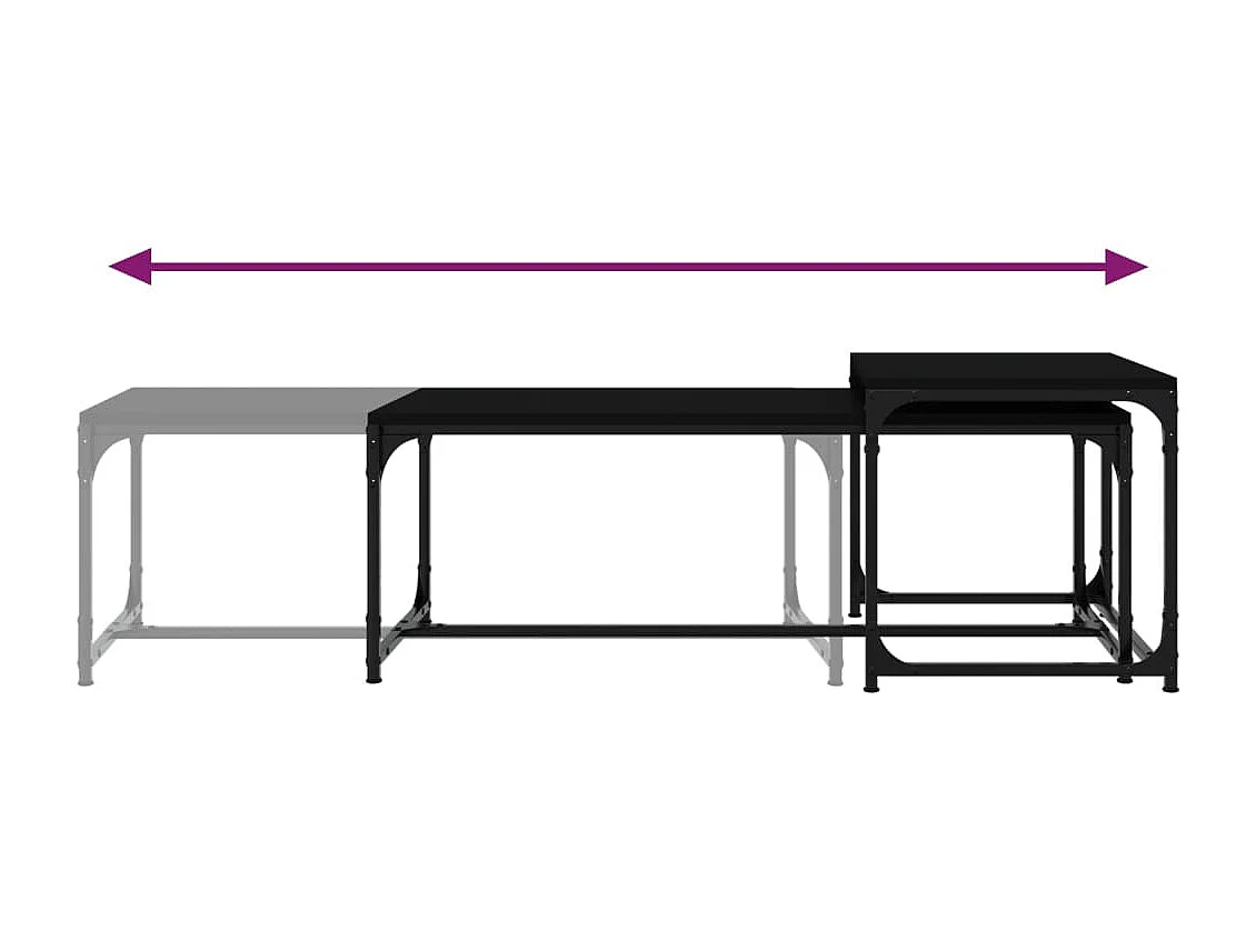 Goud Salontafels 2 stuks Zwart Bewerkt hout