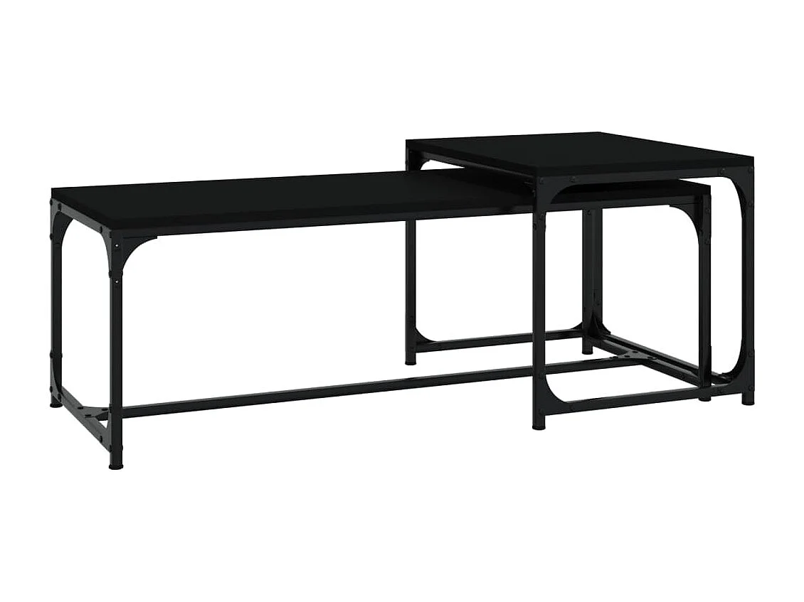 Goud Salontafels 2 stuks Zwart Bewerkt hout