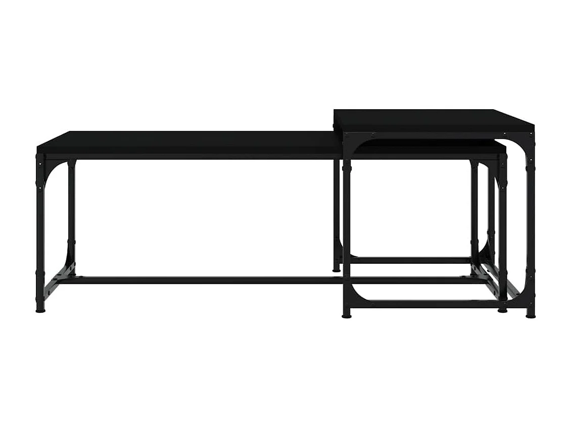 Goud Salontafels 2 stuks Zwart Bewerkt hout