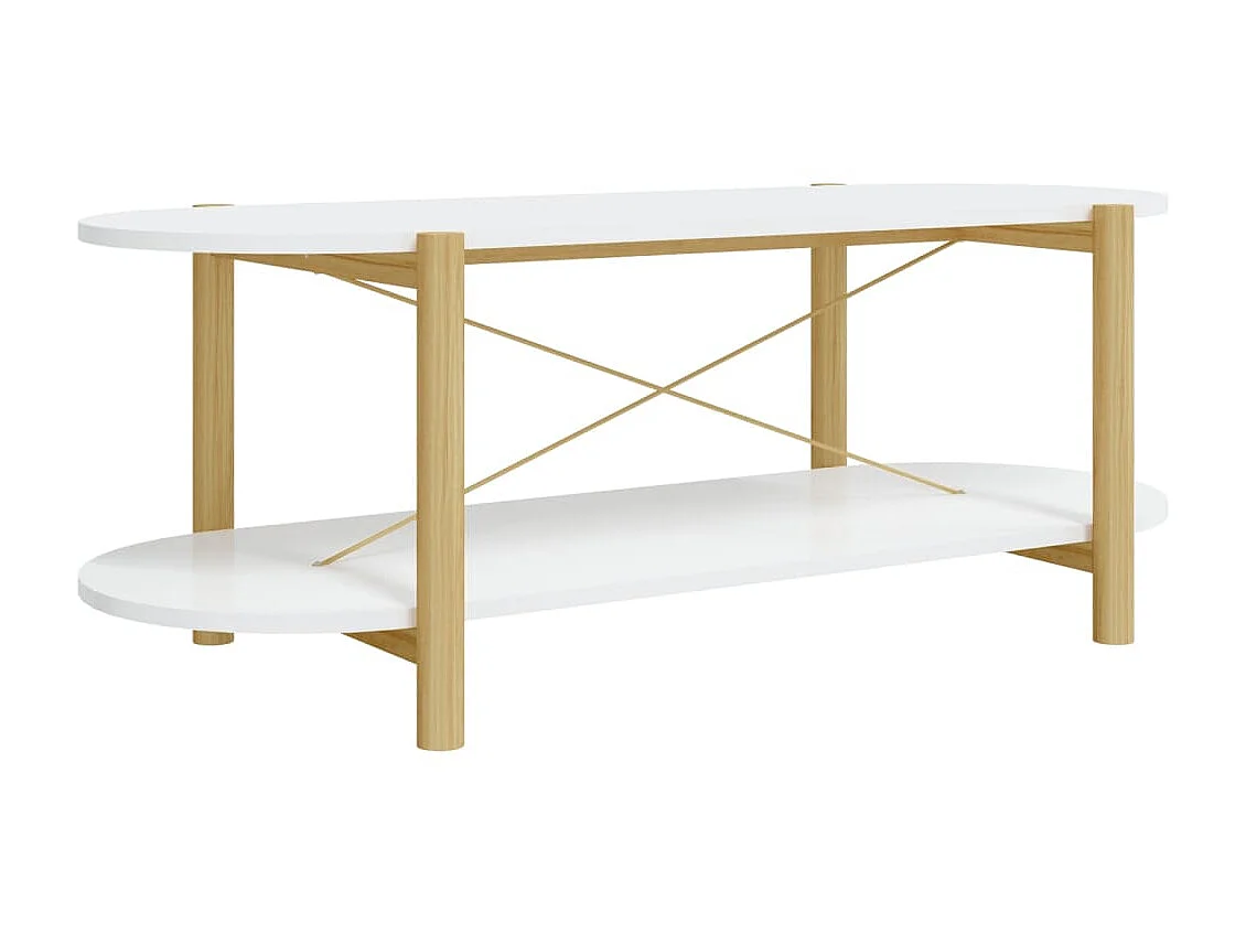 Goldfarbener Couchtisch Weiß 110x48x40 cm Holzwerkstoff