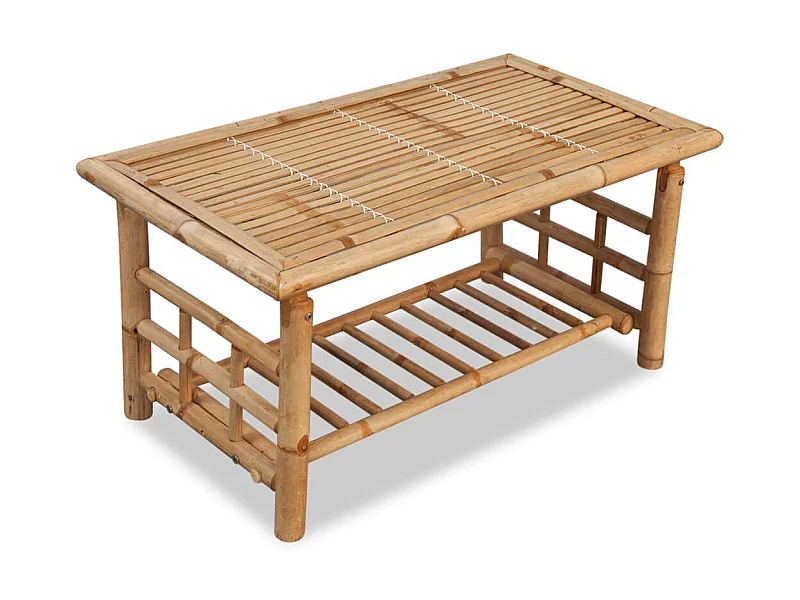 Mesa de centro de bambú dorada 90 x 50 x 45 cm