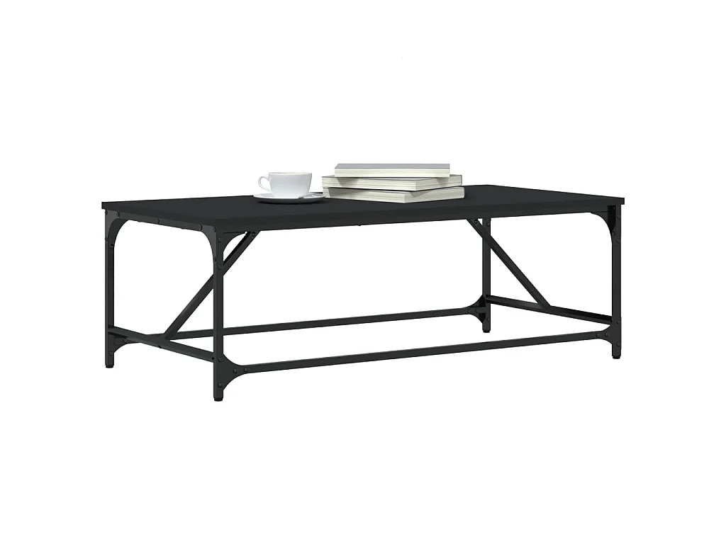 Gold Salontafel Zwart 100x50x35 cm Bewerkt hout