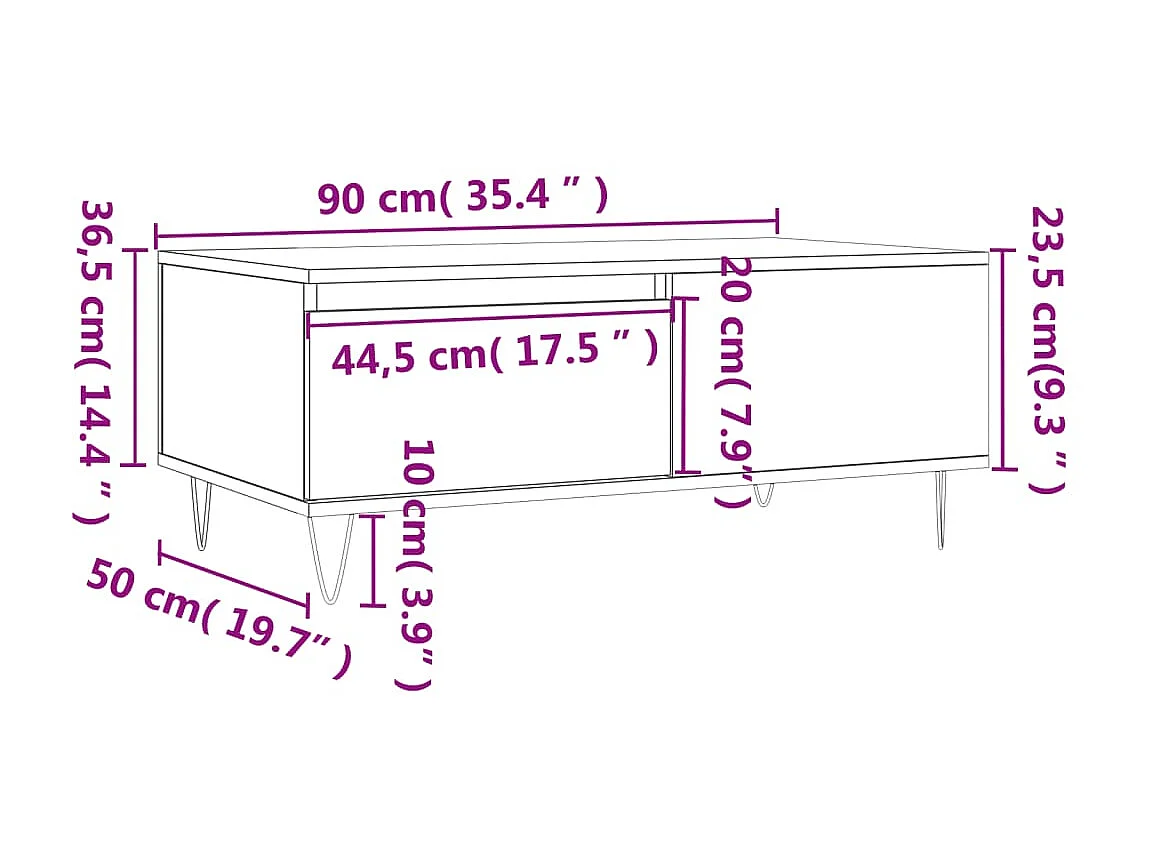 Table basse Chêne sonoma 90x50x36,5 cm Bois d'ingénierie