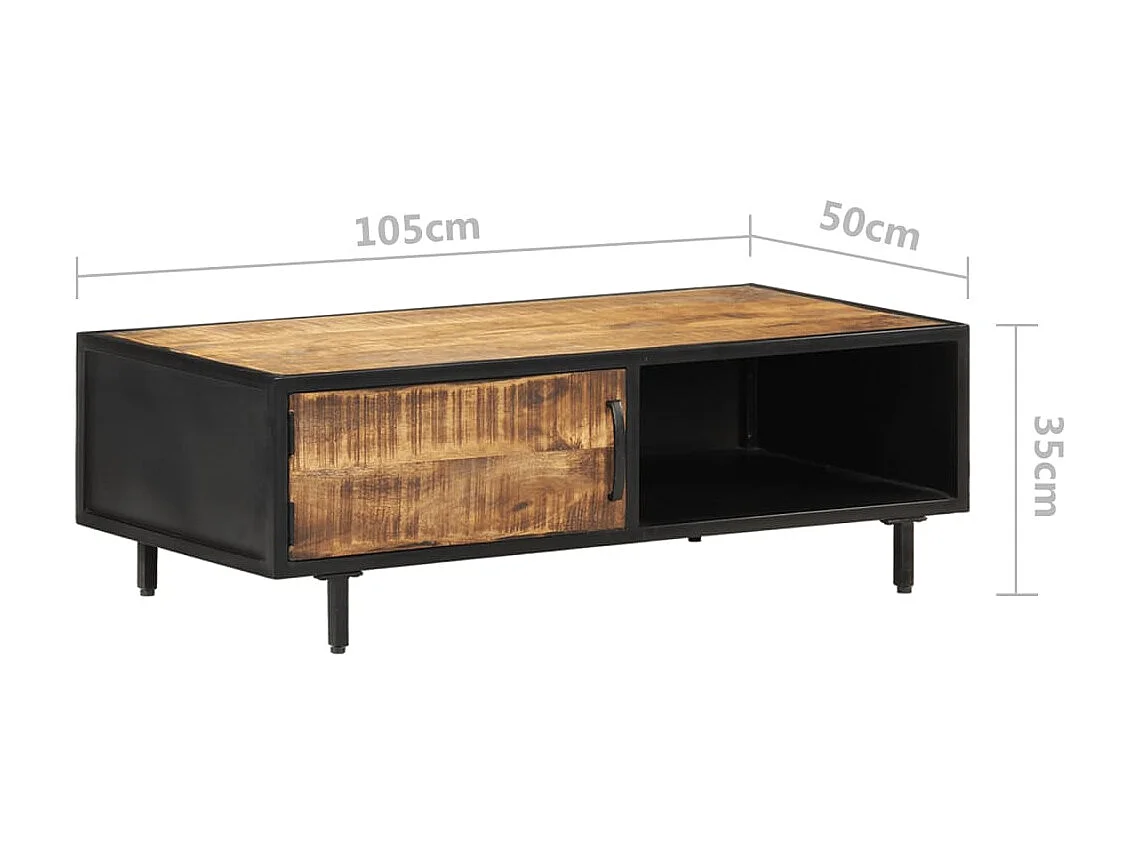 Table basse 105x50x35 cm Bois de manguier brut