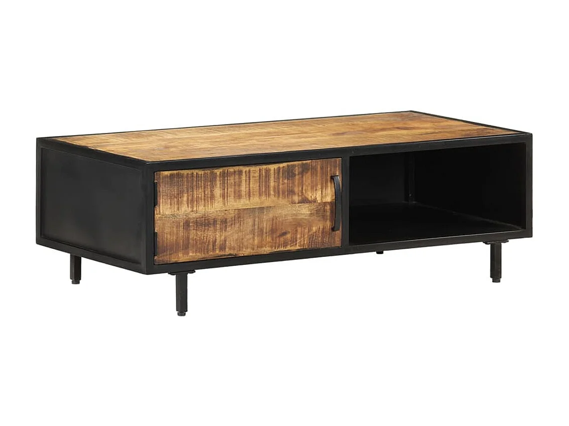 Mesa de centro dourada 105x50x35 cm Madeira de mangueira crua