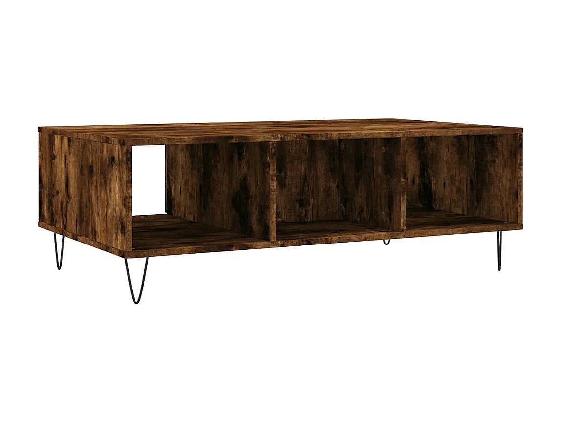 Goldfarbener Couchtisch aus geräucherter Eiche, 104 x 60 x 35 cm, Holzwerkstoff