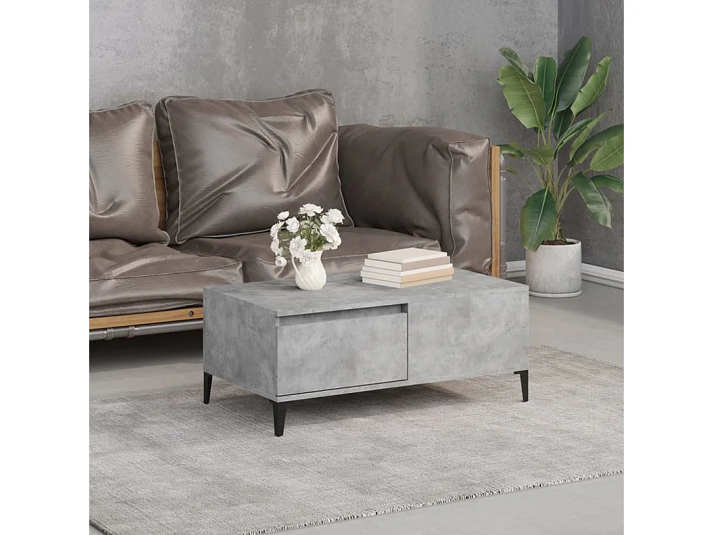Table basse Gris béton 90x50x36,5 cm Bois d'ingénierie
