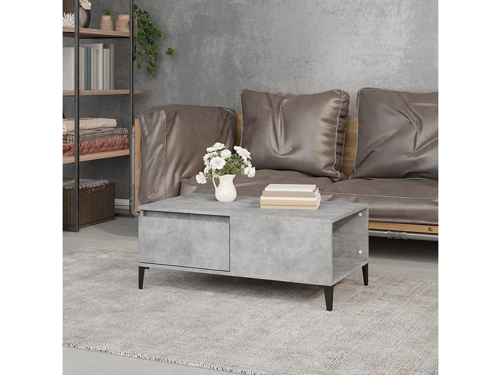 Table basse Gris béton 90x50x36,5 cm Bois d'ingénierie