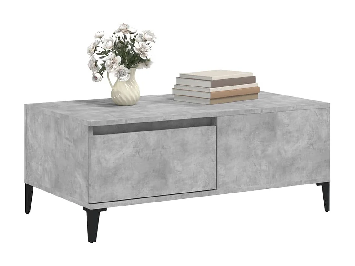 Table basse Gris béton 90x50x36,5 cm Bois d'ingénierie
