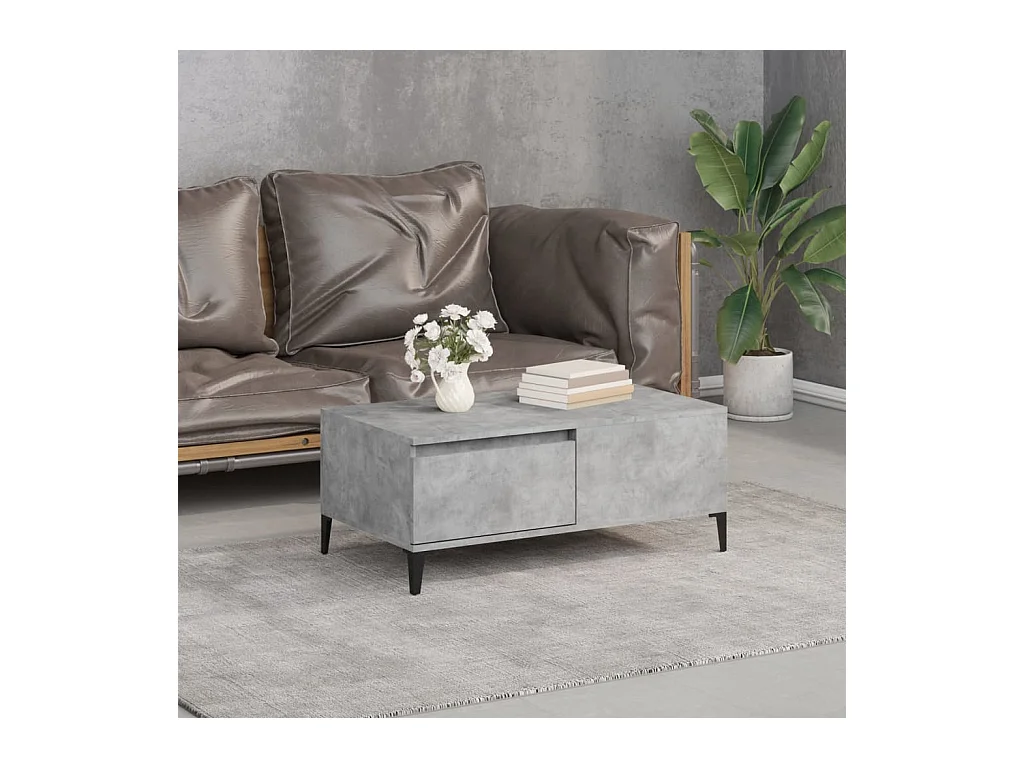 Table basse Gris béton 90x50x36,5 cm Bois d'ingénierie