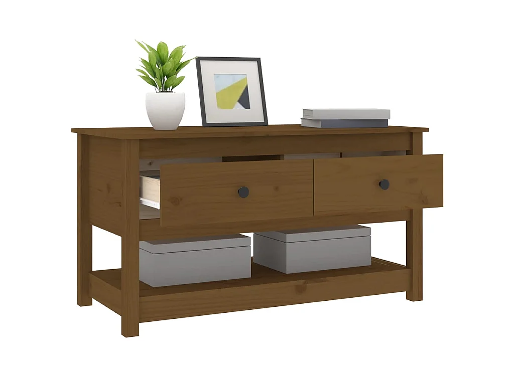 Table basse Marron miel 102x49x55 cm Bois massif de pin