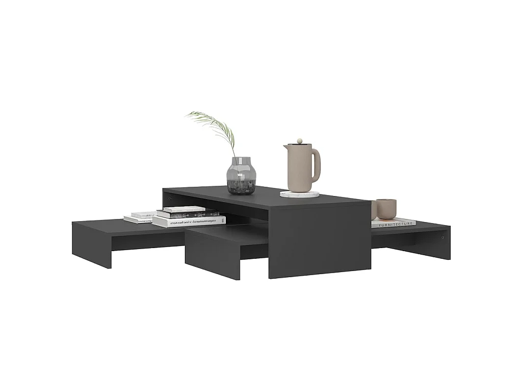 Set tables basses gigognes Gris 100x100x26,5 cm Aggloméré