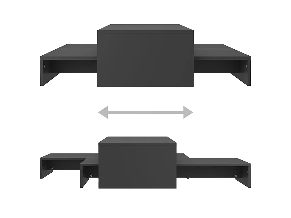 Set tables basses gigognes Gris 100x100x26,5 cm Aggloméré