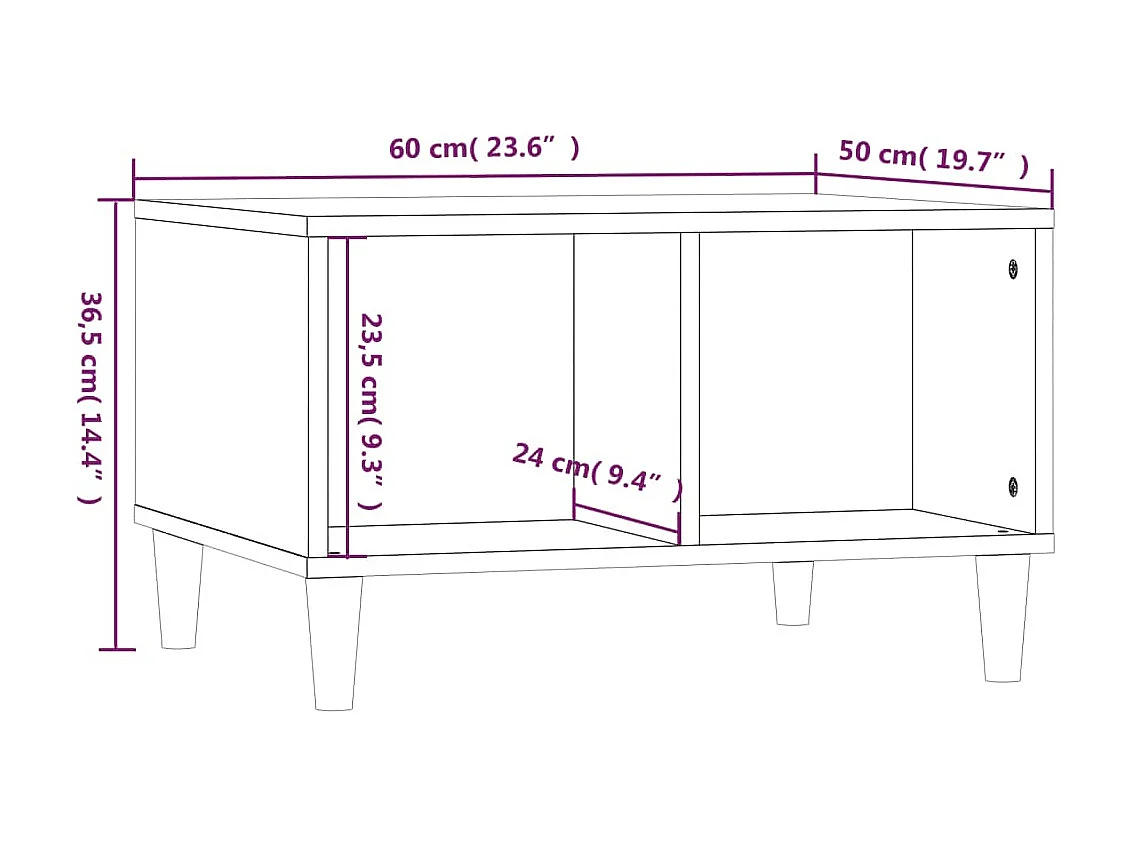 Table basse Blanc brillant 60x50x36,5 cm Bois d'ingénierie