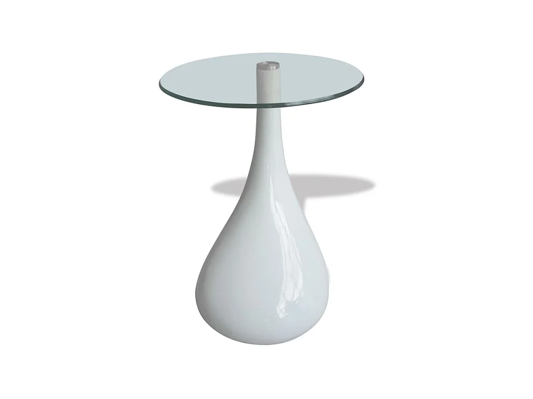 Table basse et dessus de table Verre rond Blanc brillant 2 pcs