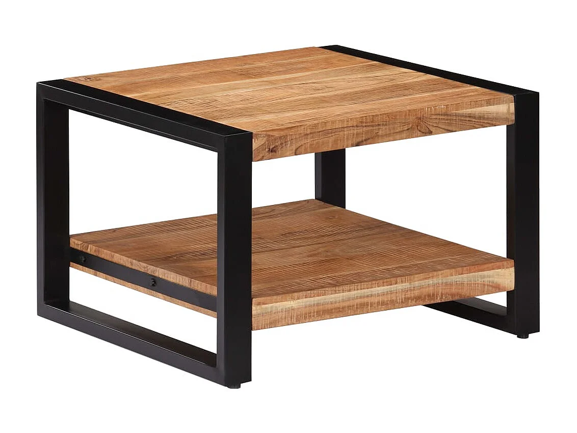 Mesa de centro dourada 60 x 60 x 40 cm Madeira maciça de acácia