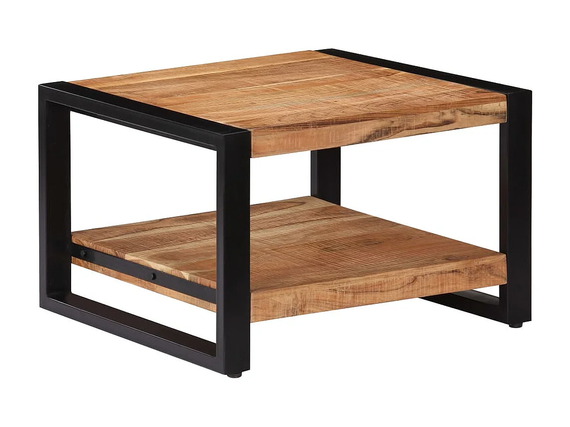 Mesa de centro dourada 60 x 60 x 40 cm Madeira maciça de acácia