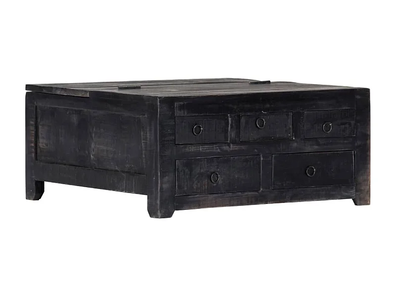 Couchtisch Schwarz 65 x 65 x 30 cm Massives Mangoholz