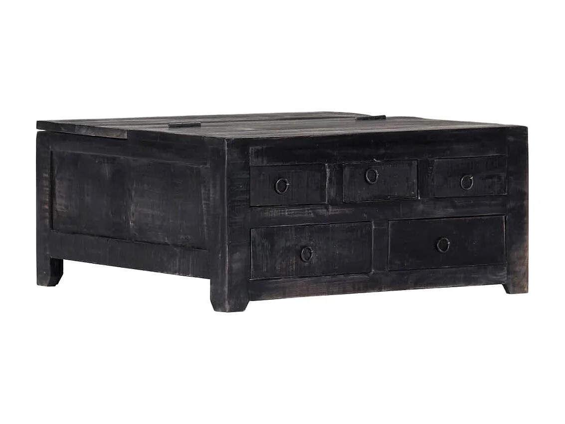 Couchtisch Schwarz 65 x 65 x 30 cm Massives Mangoholz