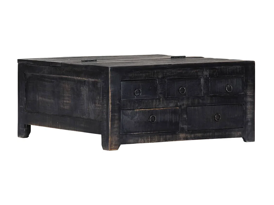 Couchtisch Schwarz 65 x 65 x 30 cm Massives Mangoholz