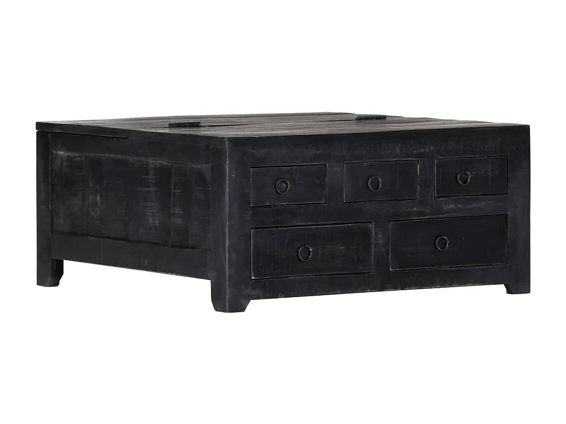 Couchtisch Schwarz 65 x 65 x 30 cm Massives Mangoholz