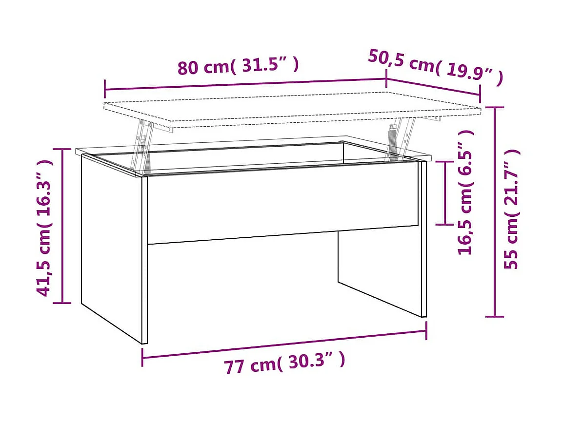 Mesa de centro Gold Sonoma gris 80x50,5x41,5 cm Madera contrachapada