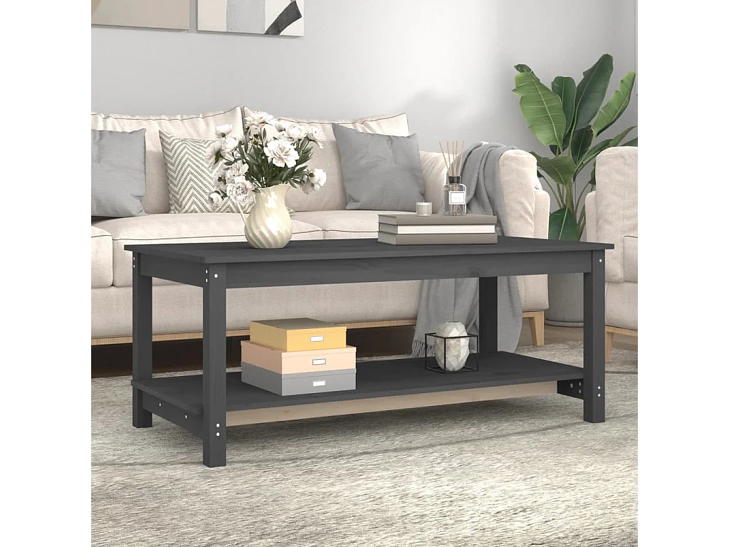 Gold Salontafel Grijs 110x55x45 cm Massief grenenhout