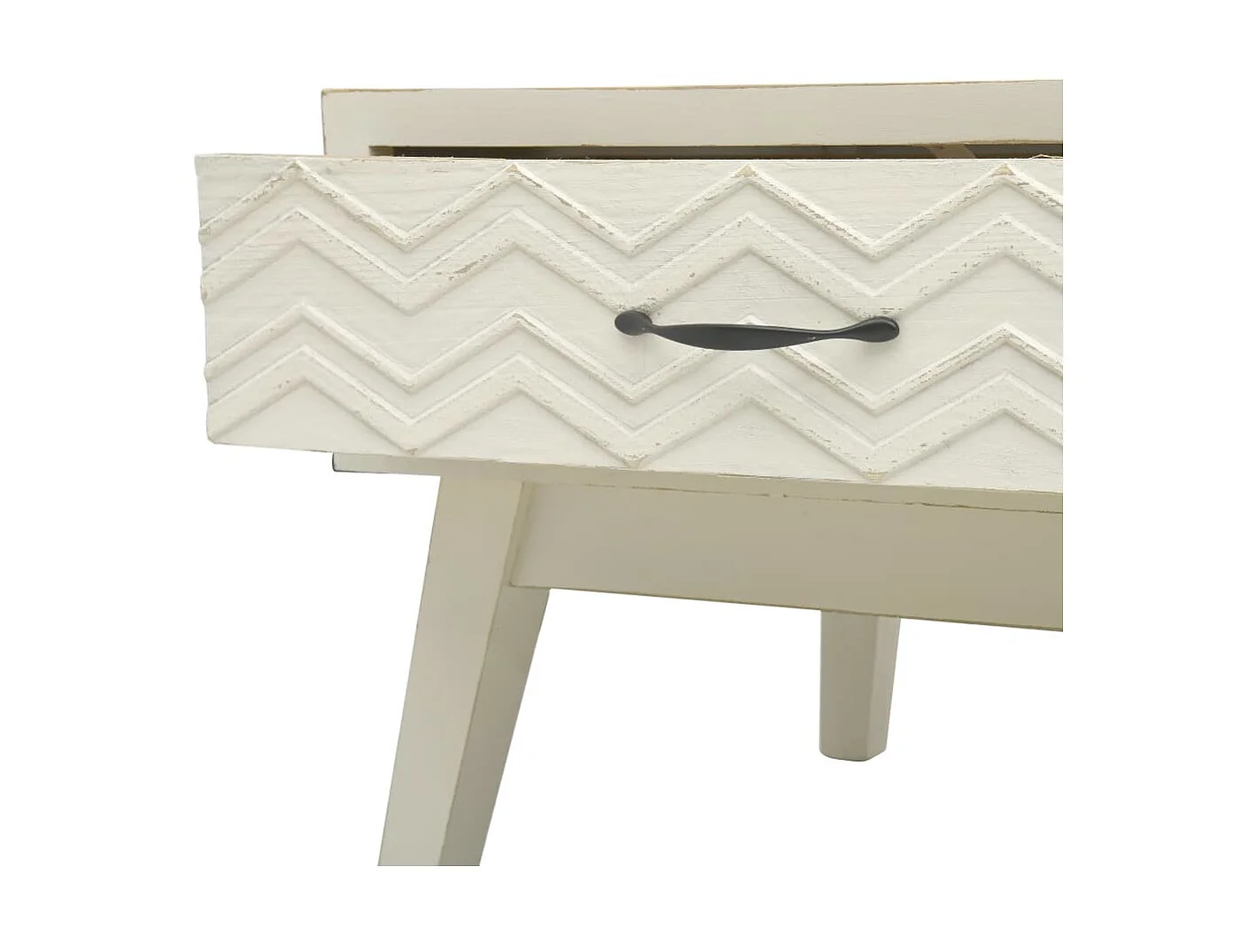 Mesa de centro Gold con 2 cajones Madera tallada gris 110x50x40 cm