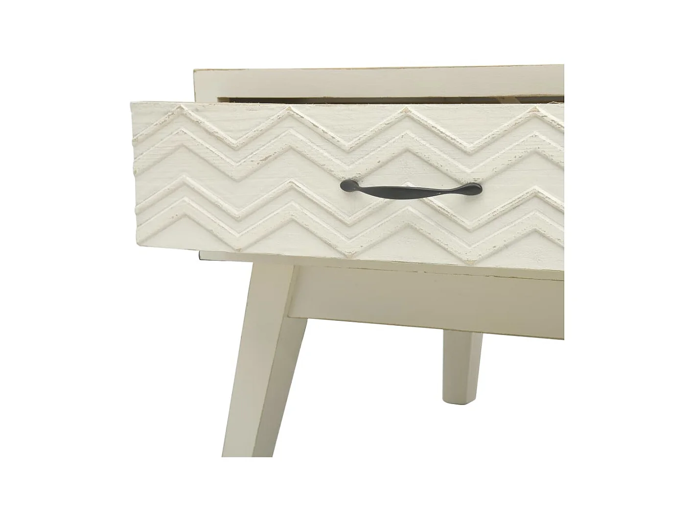 Table basse avec 2 tiroirs Gris sculpté 110x50x40 cm Bois