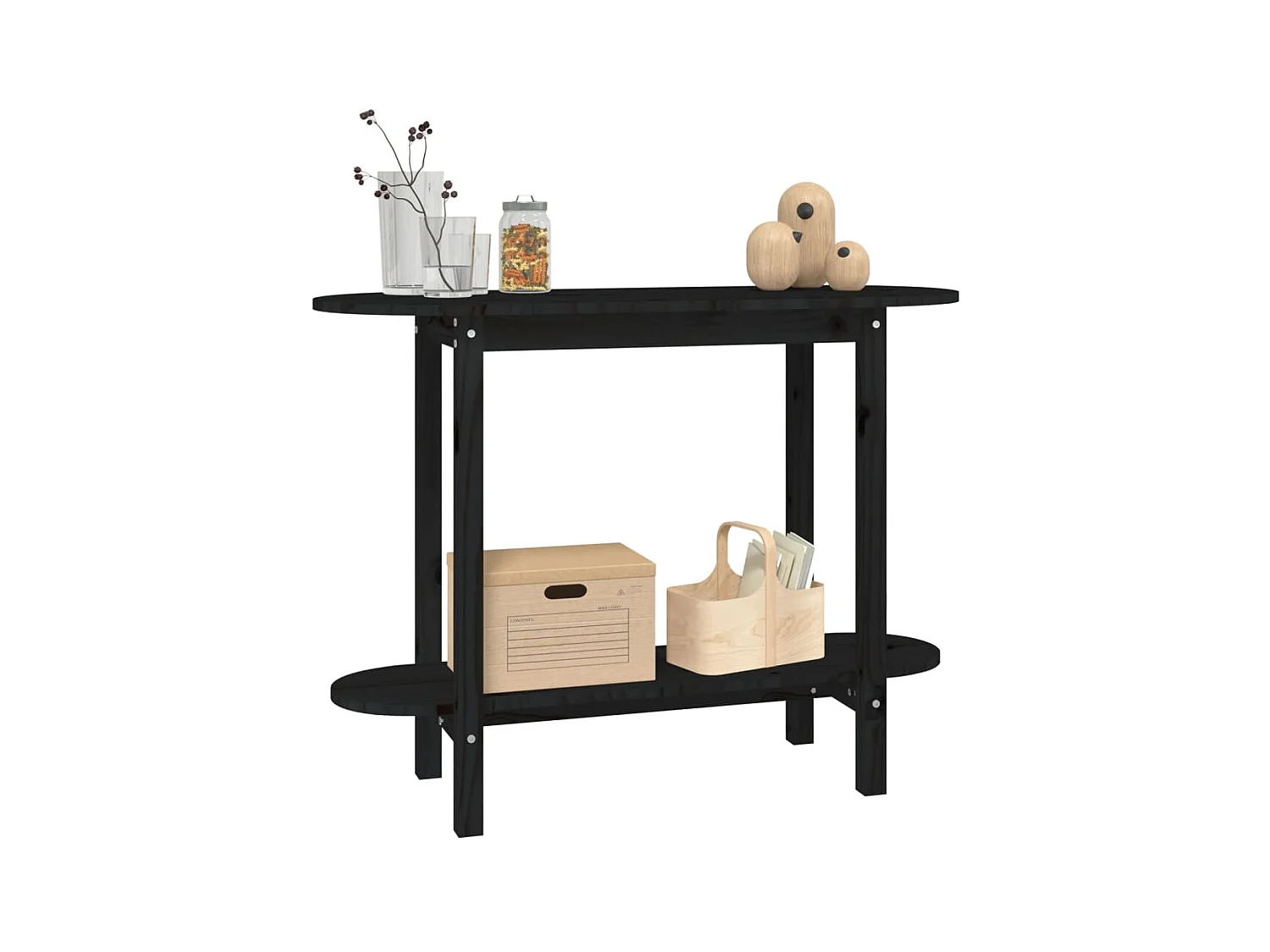 Gold Console tafel Zwart 110x40x80 cm Massief grenenhout