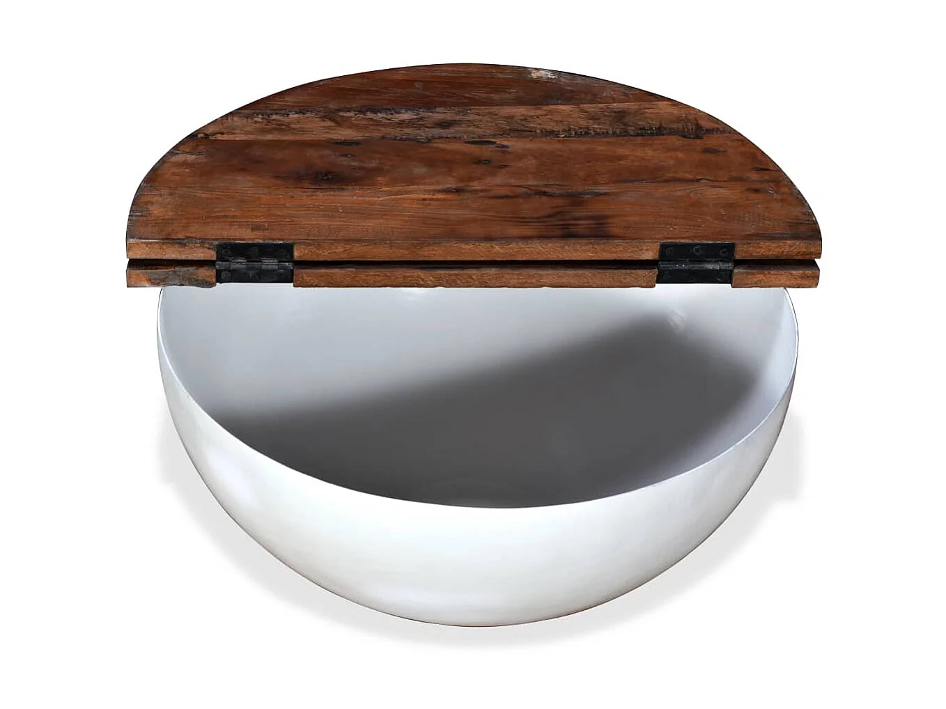 Table basse 2 pcs Bois de récupération massif blanc forme bol