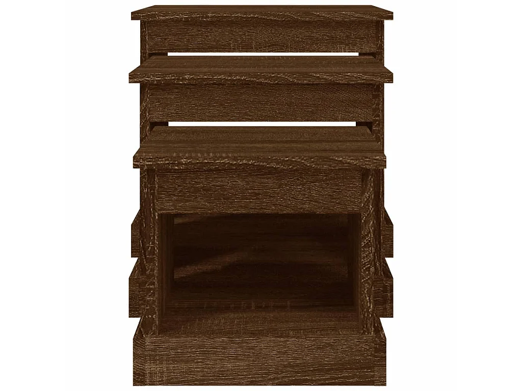 Mesas nido Gold 3 piezas de madera contrachapada marrón roble