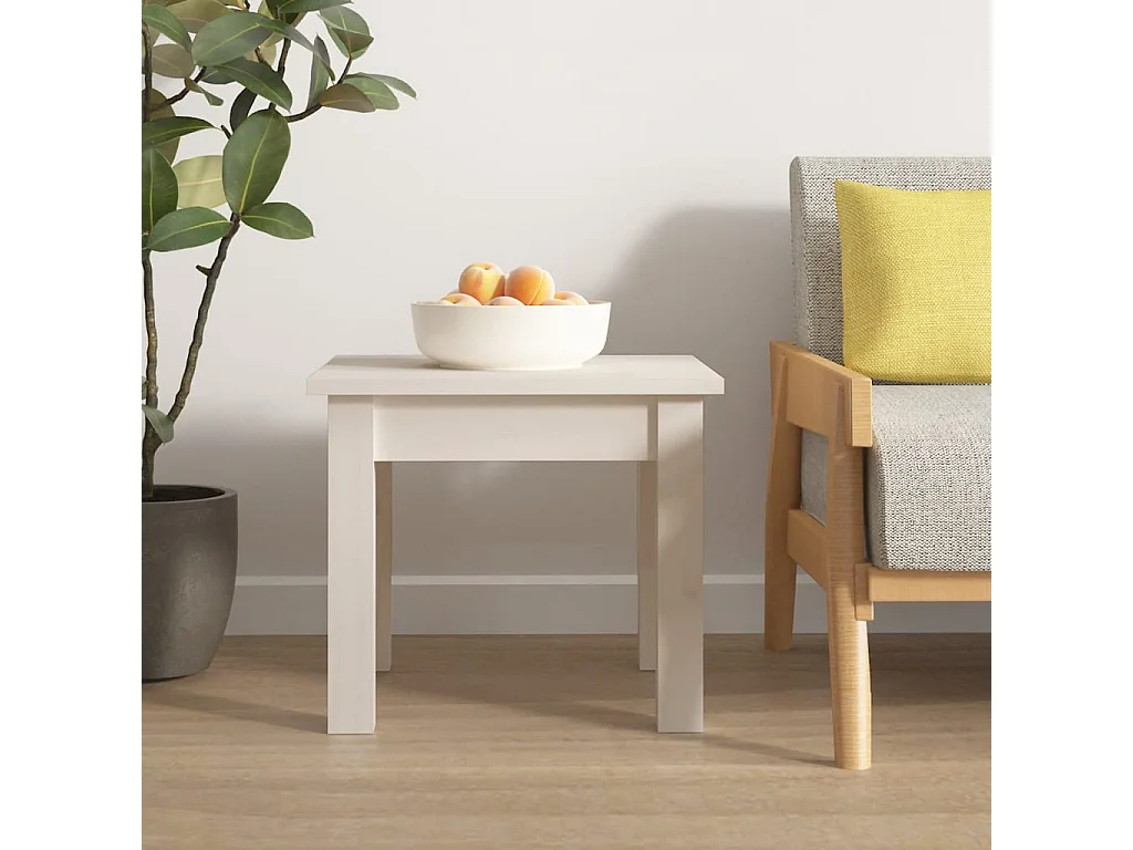 Table basse Blanc 35x35x30 cm Bois massif de pin