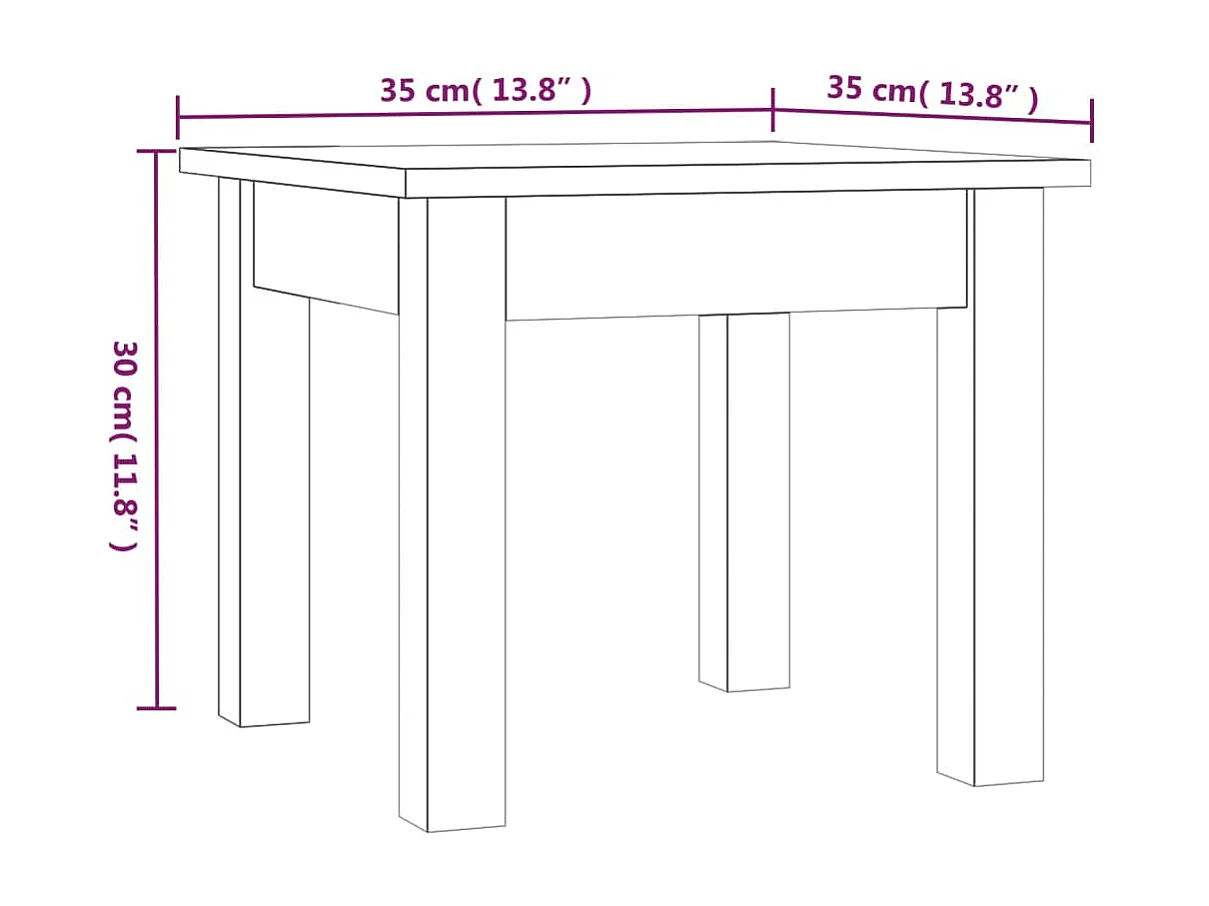 Table basse Blanc 35x35x30 cm Bois massif de pin