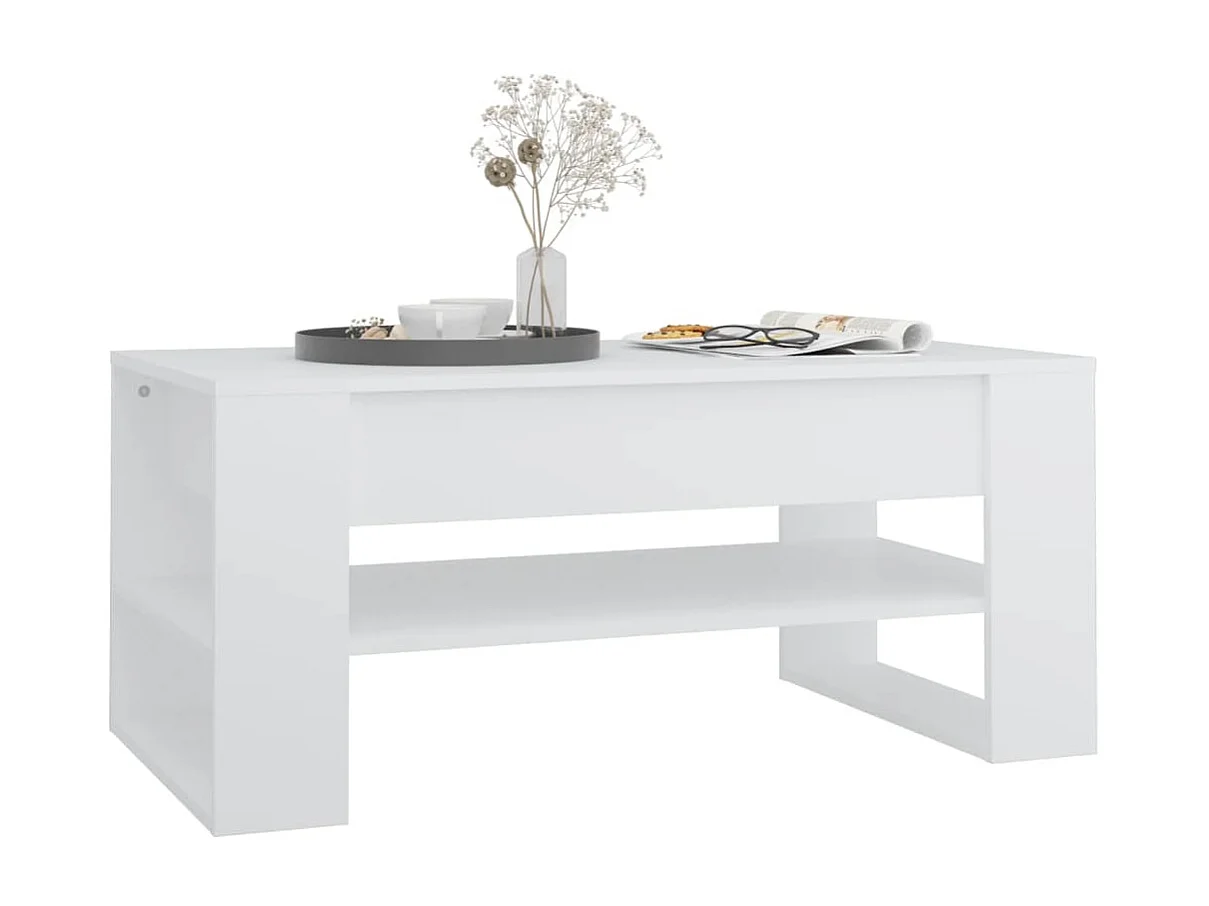 Table basse Blanc 102x55x45 cm Bois d'ingénierie