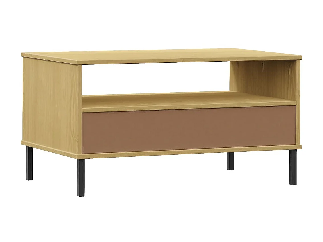 Mesa de centro dourada com pés de metal Marrom 85x50x45 cm Madeira OSLO