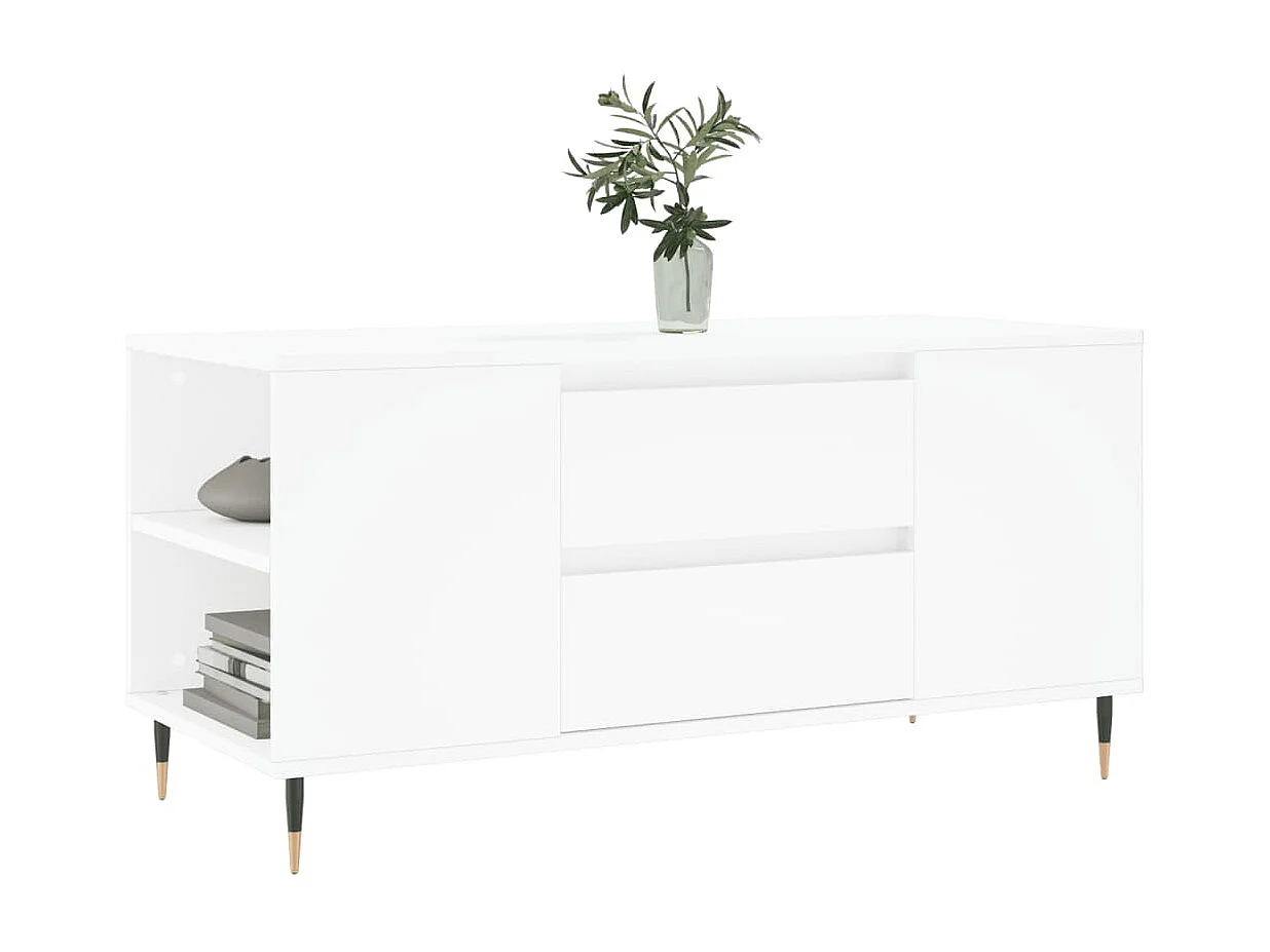 Tavolino Gold bianco 102x44,5x50 cm in multistrato